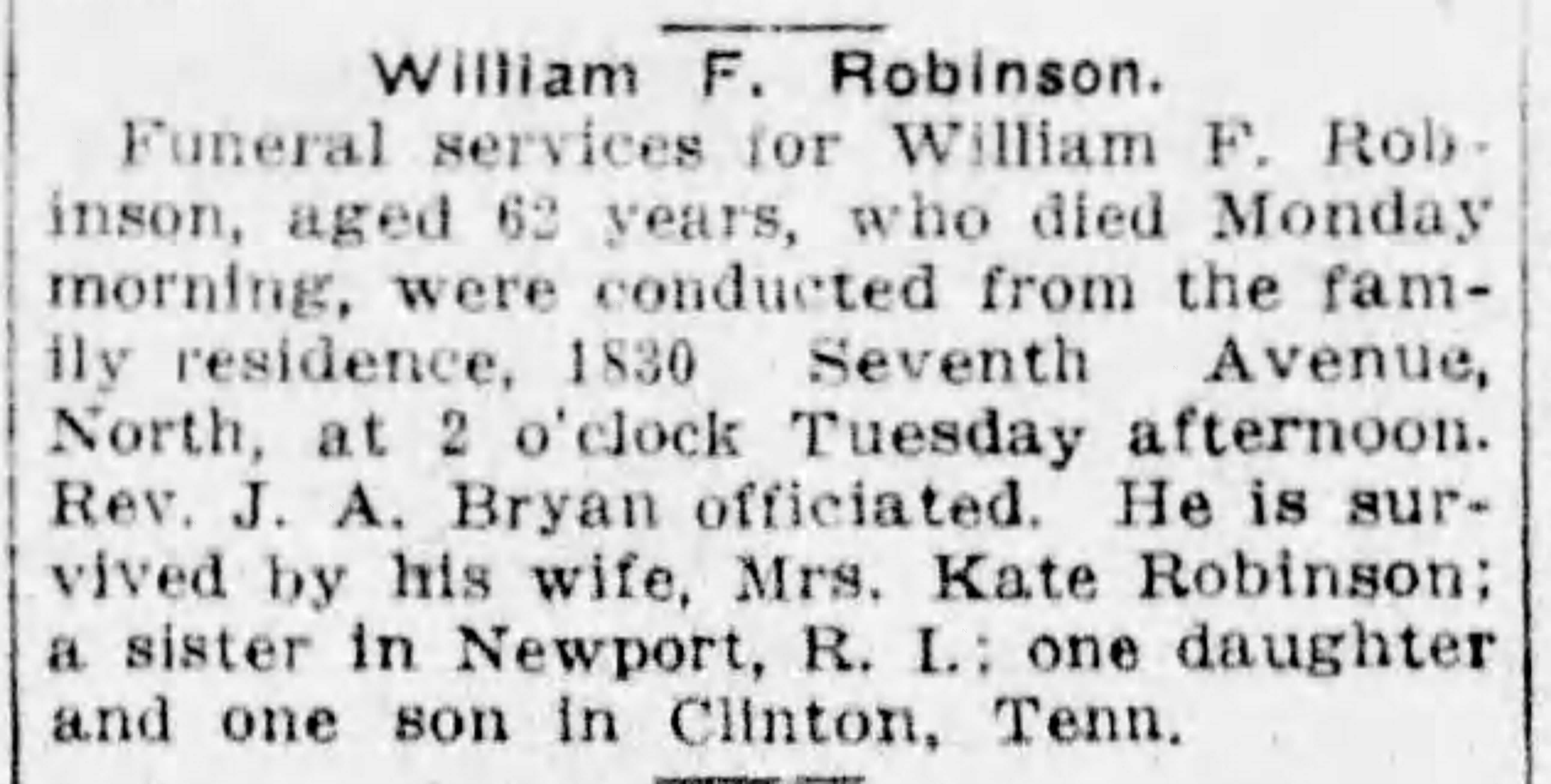 William F. Robinson obituary